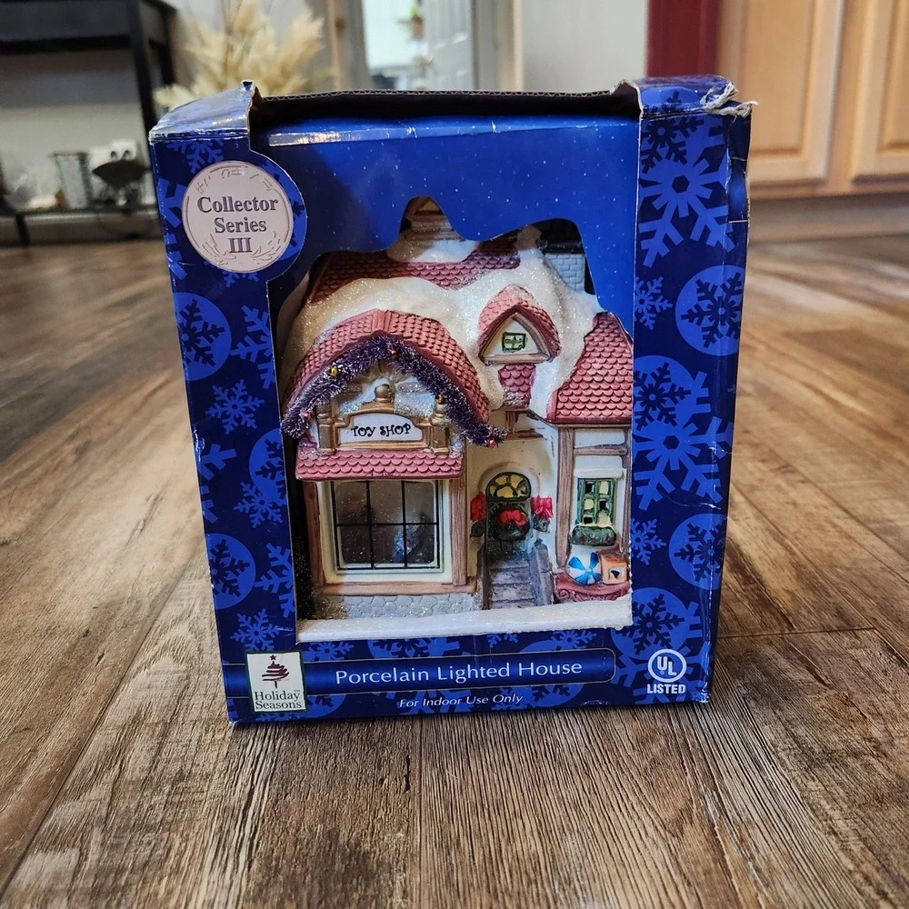 Holiday Seasons Collector Series III Porcelain Lighted Toy Shop Christmas Decor